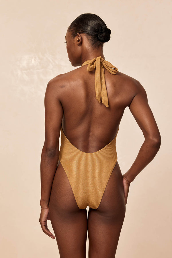 Montego One Piece - Antique Gold Lurex Rib