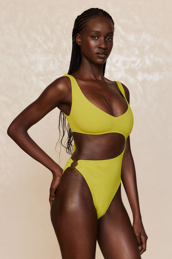 St. Barth's One Piece - Chartreuse Summer Plaid