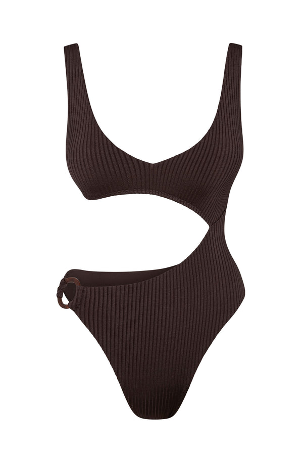 St. Barth's One Piece - Espresso Wide Rib