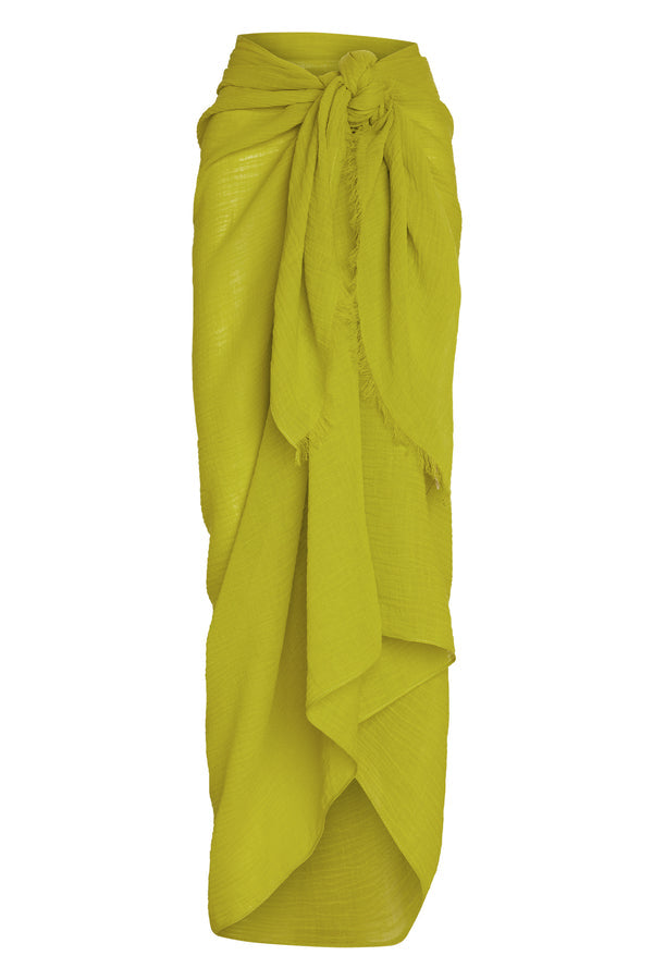 St. Tropez Sarong - Chartreuse Crinkle Linen