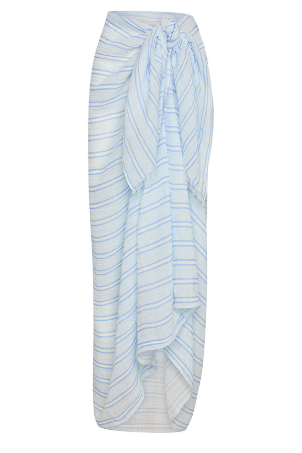 St. Tropez Sarong - Ice Stripe Crinkle Linen