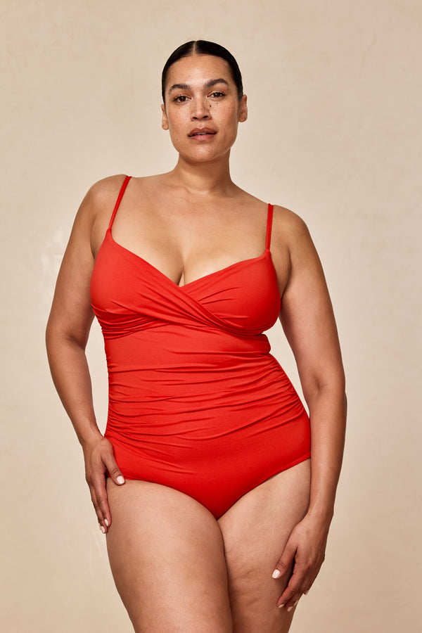 Bordeaux One Piece (Full Coverage) - Chili Pepper