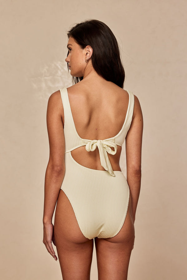 St. Barth's One Piece - Ivory Shiny Rib