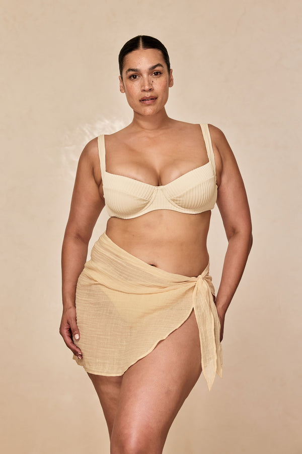 South Beach Sarong - Vanilla Crinkle Linen