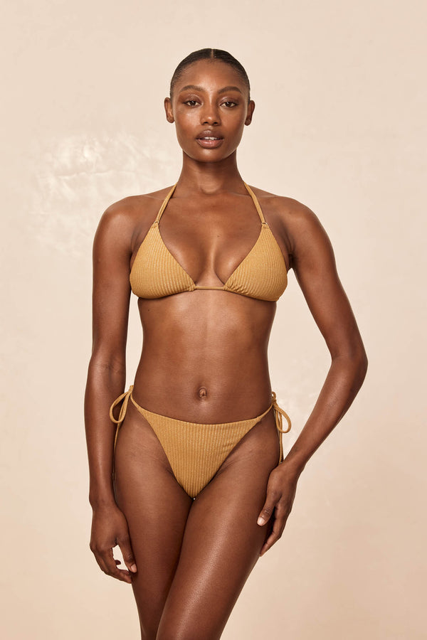 Palma Thong - Antique Gold Lurex Rib