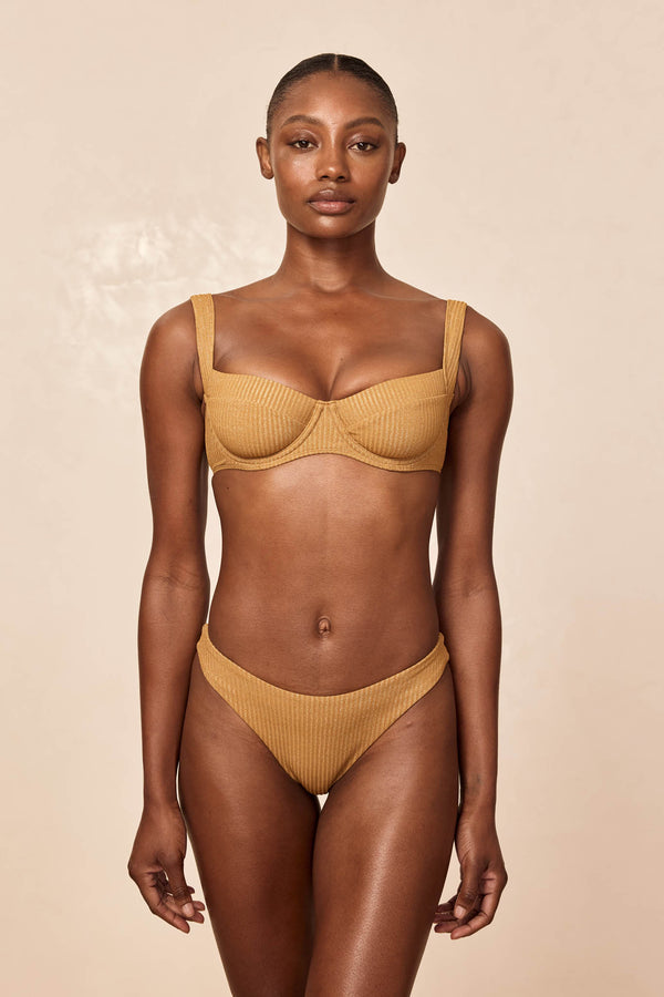 Sorrento Top - Antique Gold Lurex Rib