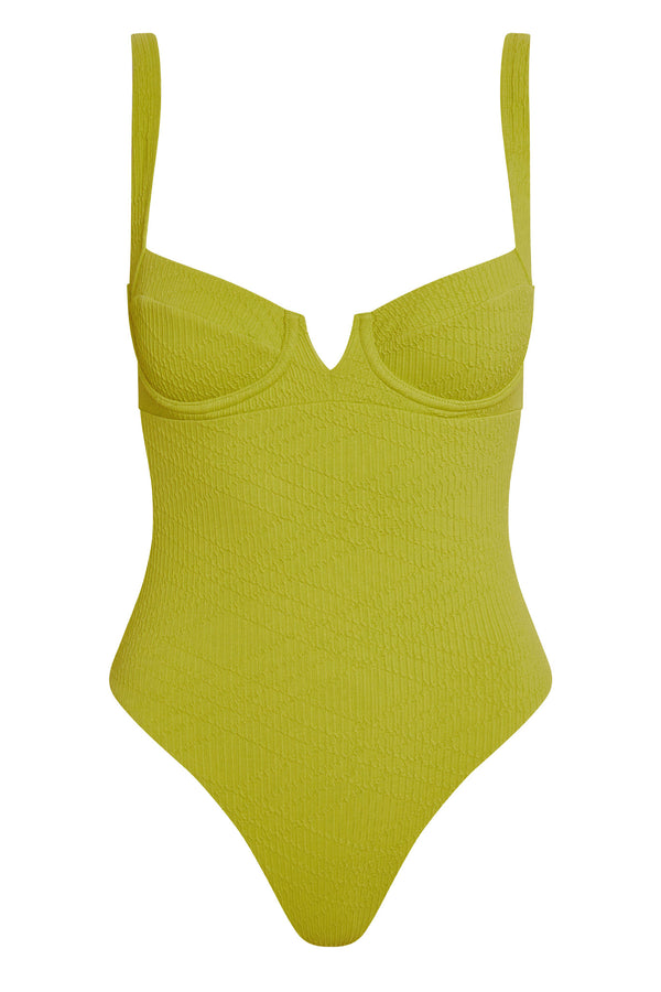 Clovelly One Piece - Chartreuse Summer Plaid