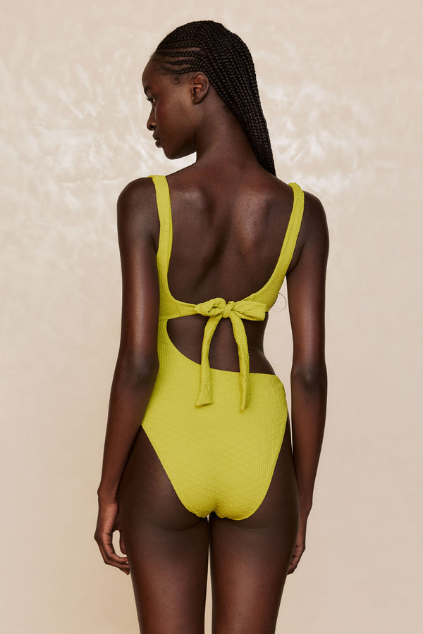 St. Barth's One Piece - Chartreuse Summer Plaid