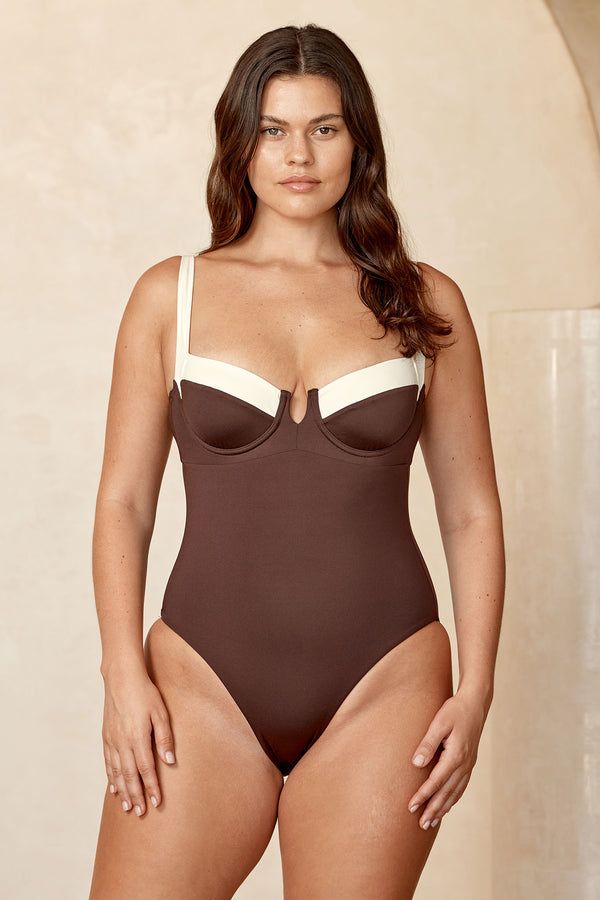 Clovelly One Piece - Espresso/Ivory