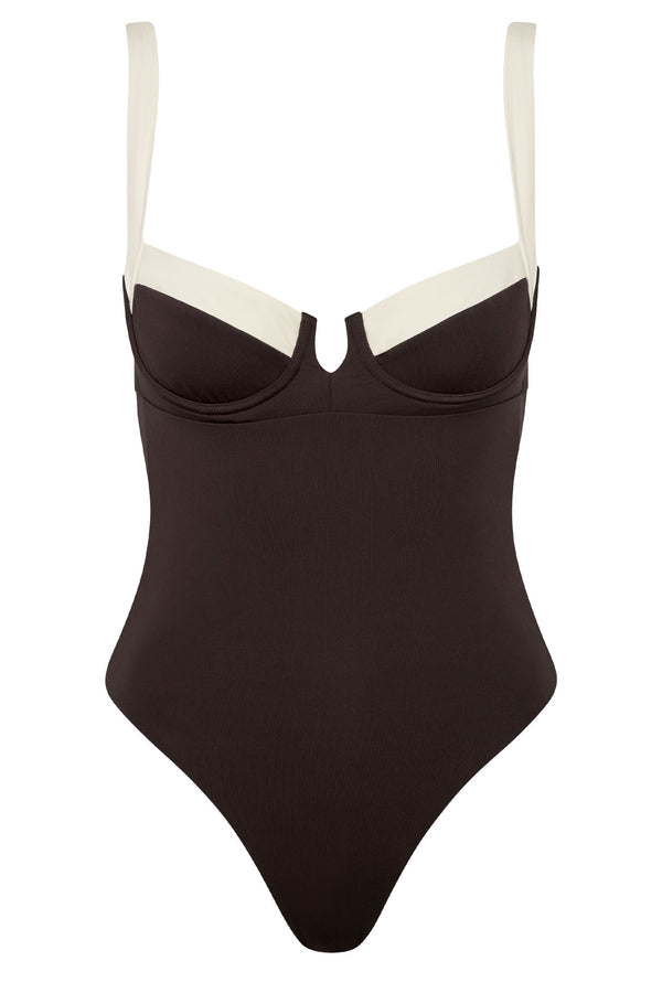 Clovelly One Piece - Espresso/Ivory