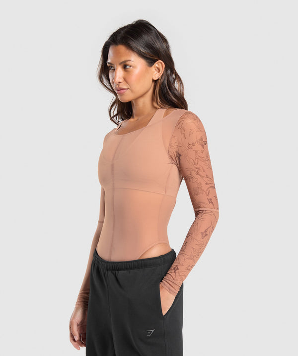 Elevate Tattoo Graphic Mesh Bodysuit