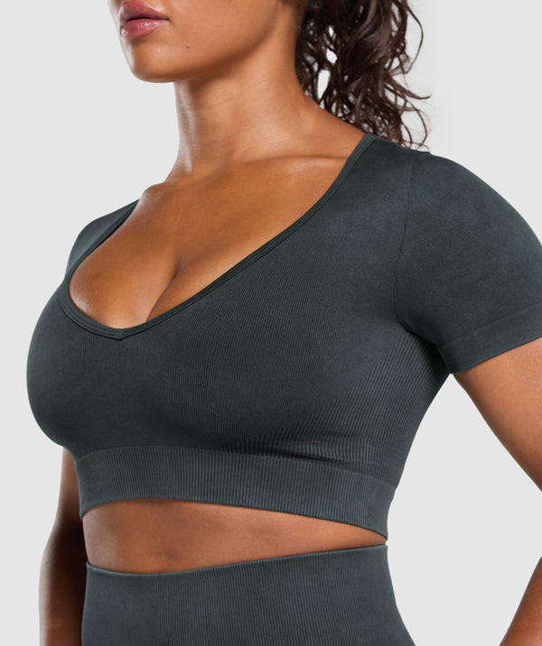 Gains Seamless Washed Crop Top