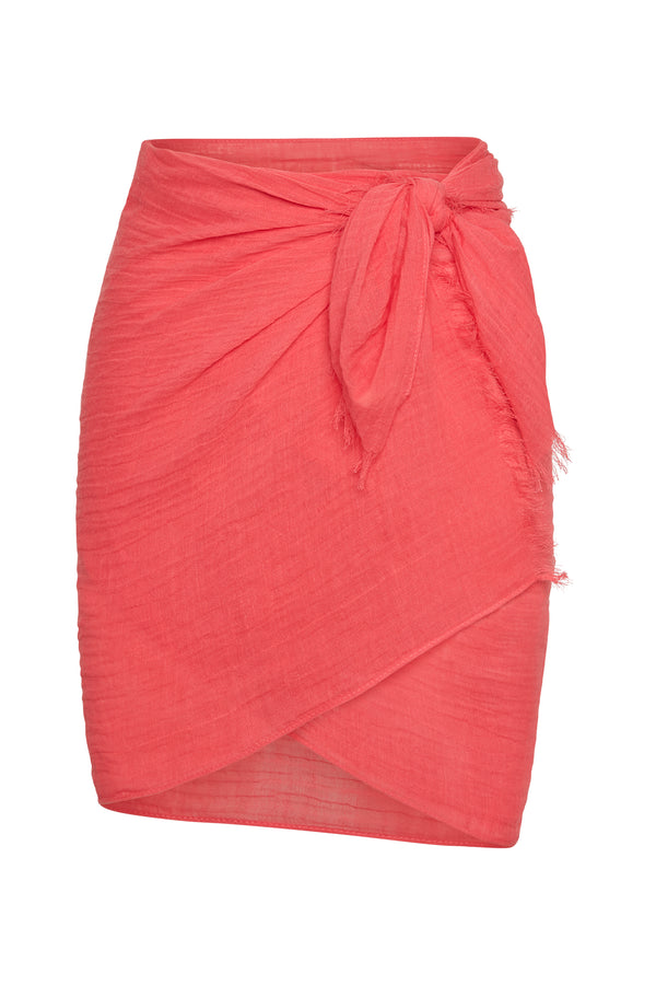 Mykonos Sarong - Strawberry Crinkle Linen