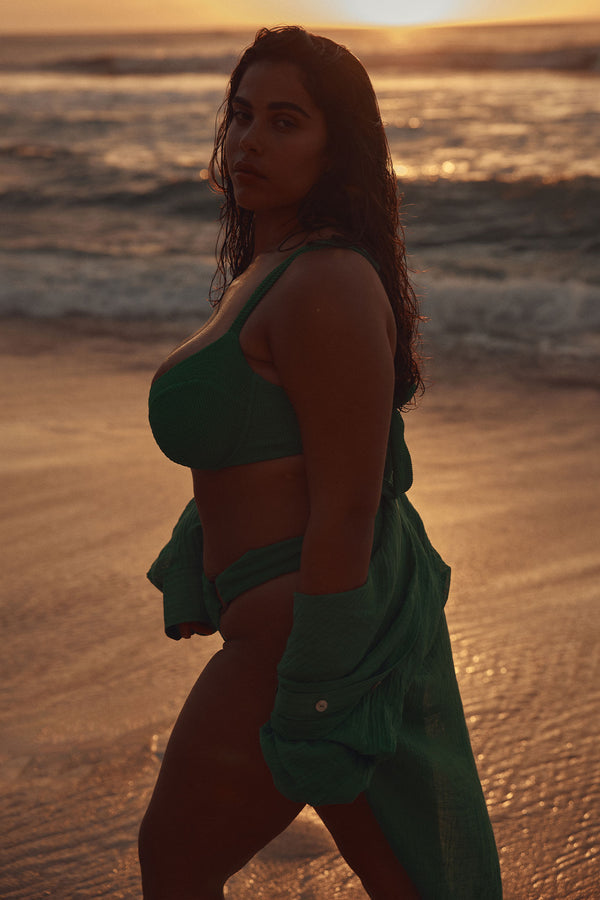 Clovelly Top - Palm Green Crinkle