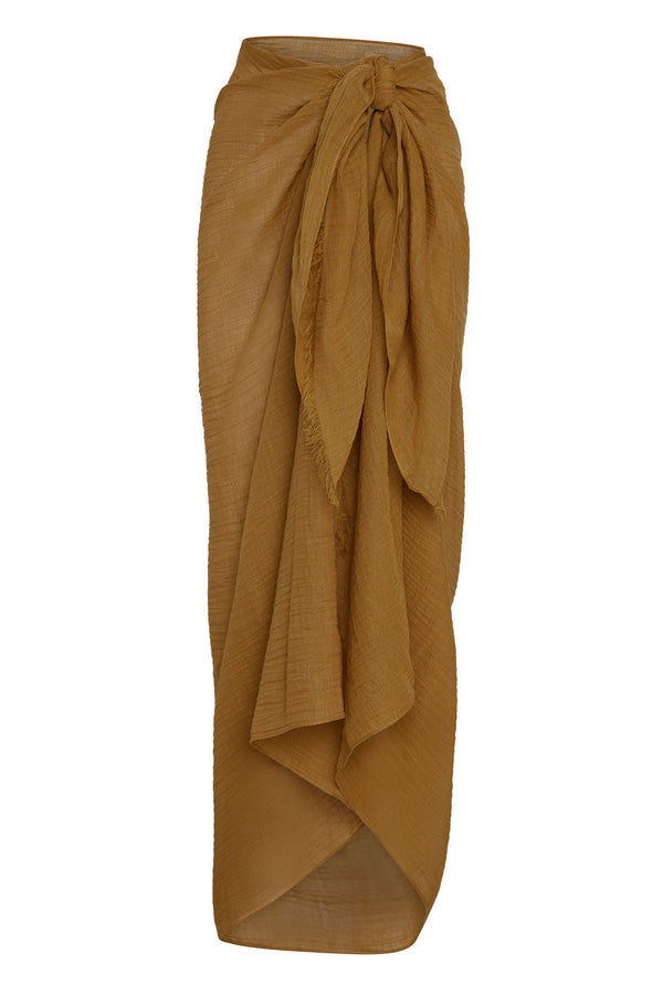 St. Tropez Sarong - Antique Gold Crinkle Linen