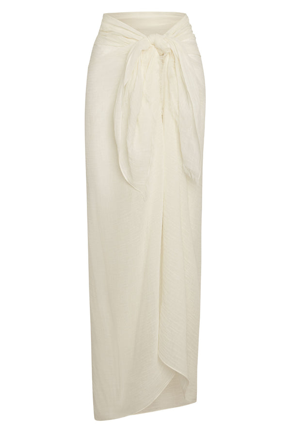 St. Tropez Sarong - Ivory Crinkle Linen