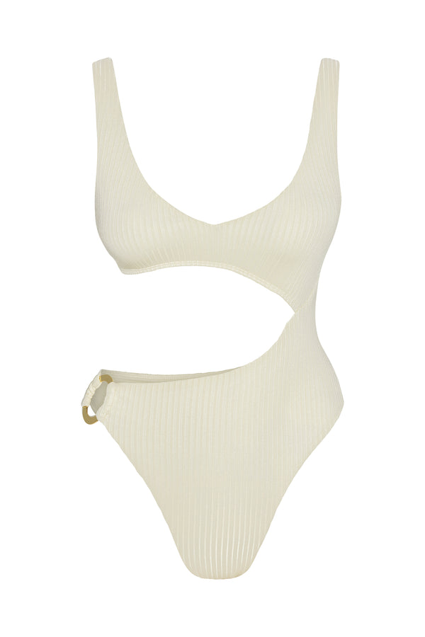 St. Barth's One Piece - Ivory Shiny Rib