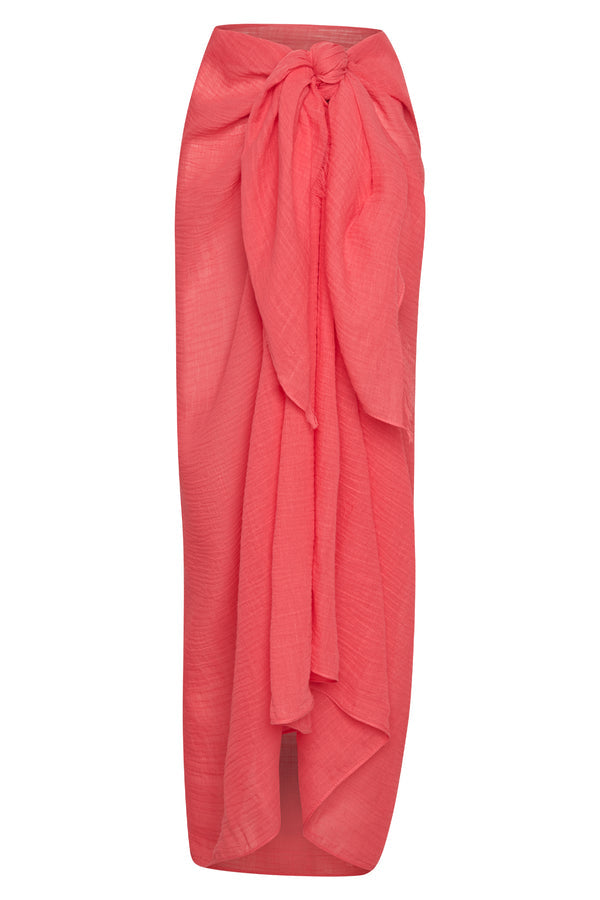 St. Tropez Sarong - Strawberry Crinkle Linen
